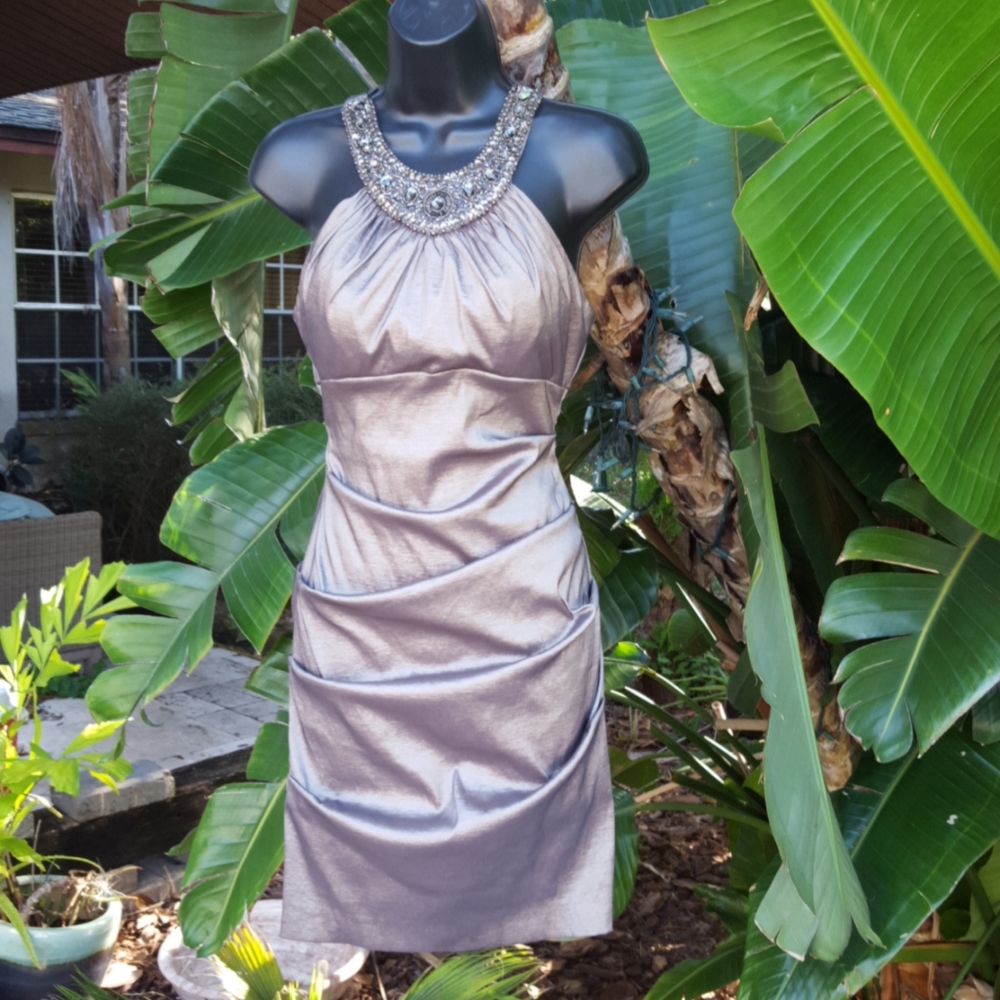 - Xscape silver metallic dress